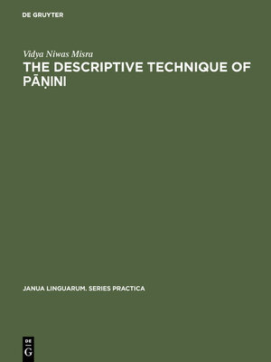 cover image of The descriptive technique of Pāṇini